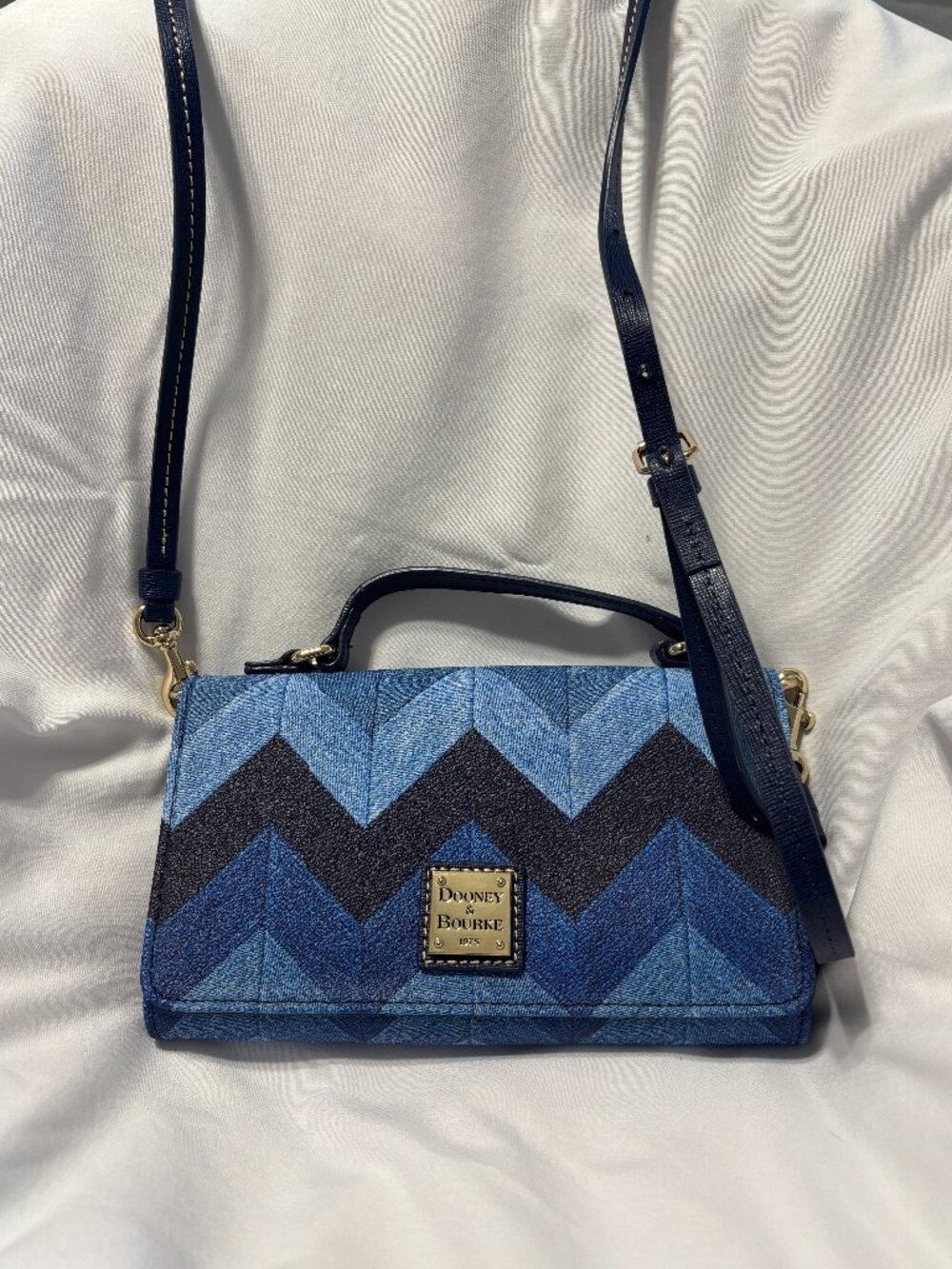 Dooney & Bourke Chevron Denim Crossbody Wallet